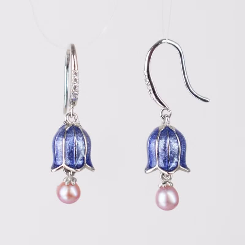 彌諳【風鈴草耳環】精緻設計款琺琅925銀鍍金輕珠寶耳飾