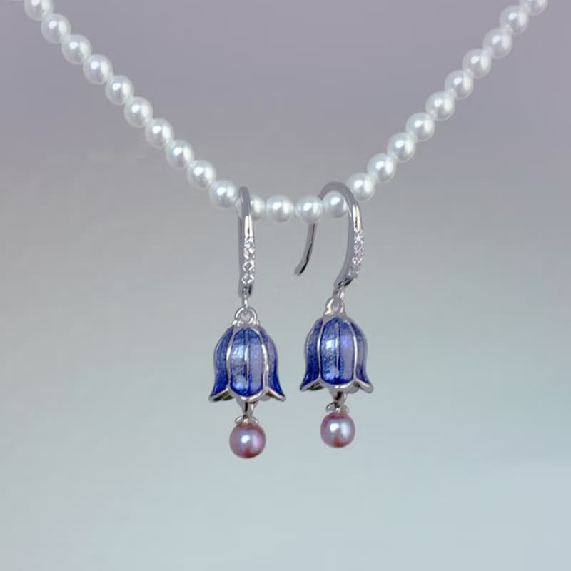 彌諳【風鈴草耳環】精緻設計款琺琅925銀鍍金輕珠寶耳飾