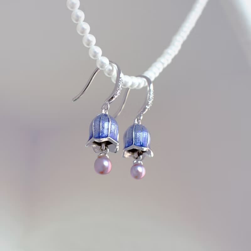 彌諳【風鈴草耳環】精緻設計款琺琅925銀鍍金輕珠寶耳飾