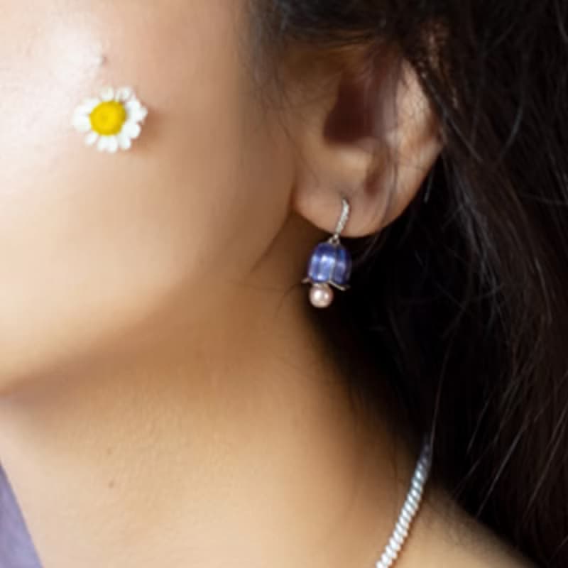 彌諳【風鈴草耳環】精緻設計款琺琅925銀鍍金輕珠寶耳飾