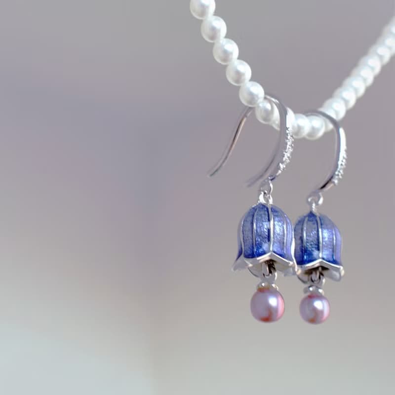 彌諳【風鈴草耳環】精緻設計款琺琅925銀鍍金輕珠寶耳飾