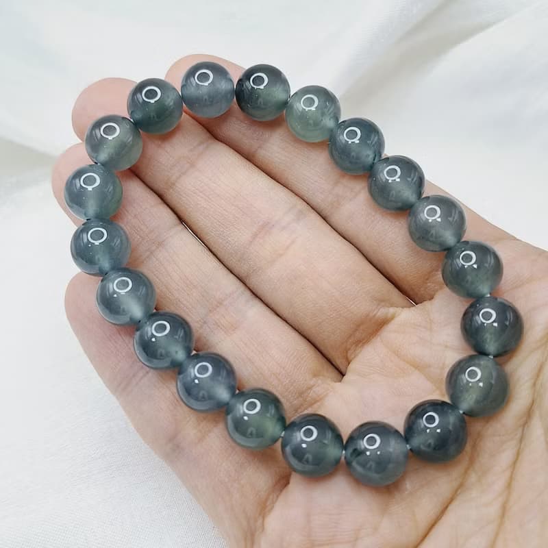 冰種超美危料藍水手珠珠串手串 |天然A貨翡翠