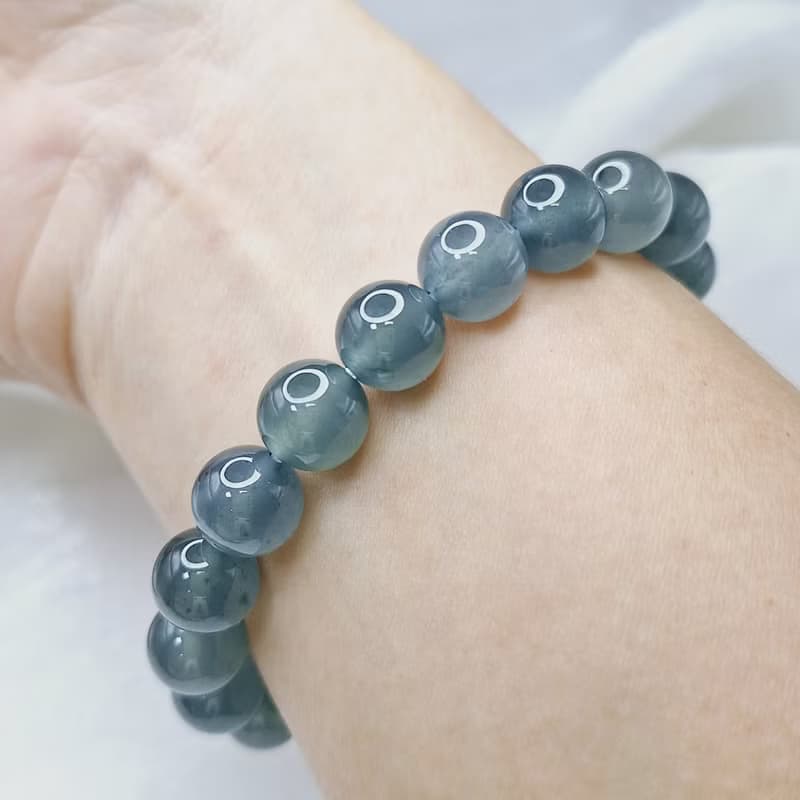 冰種超美危料藍水手珠珠串手串 |天然A貨翡翠