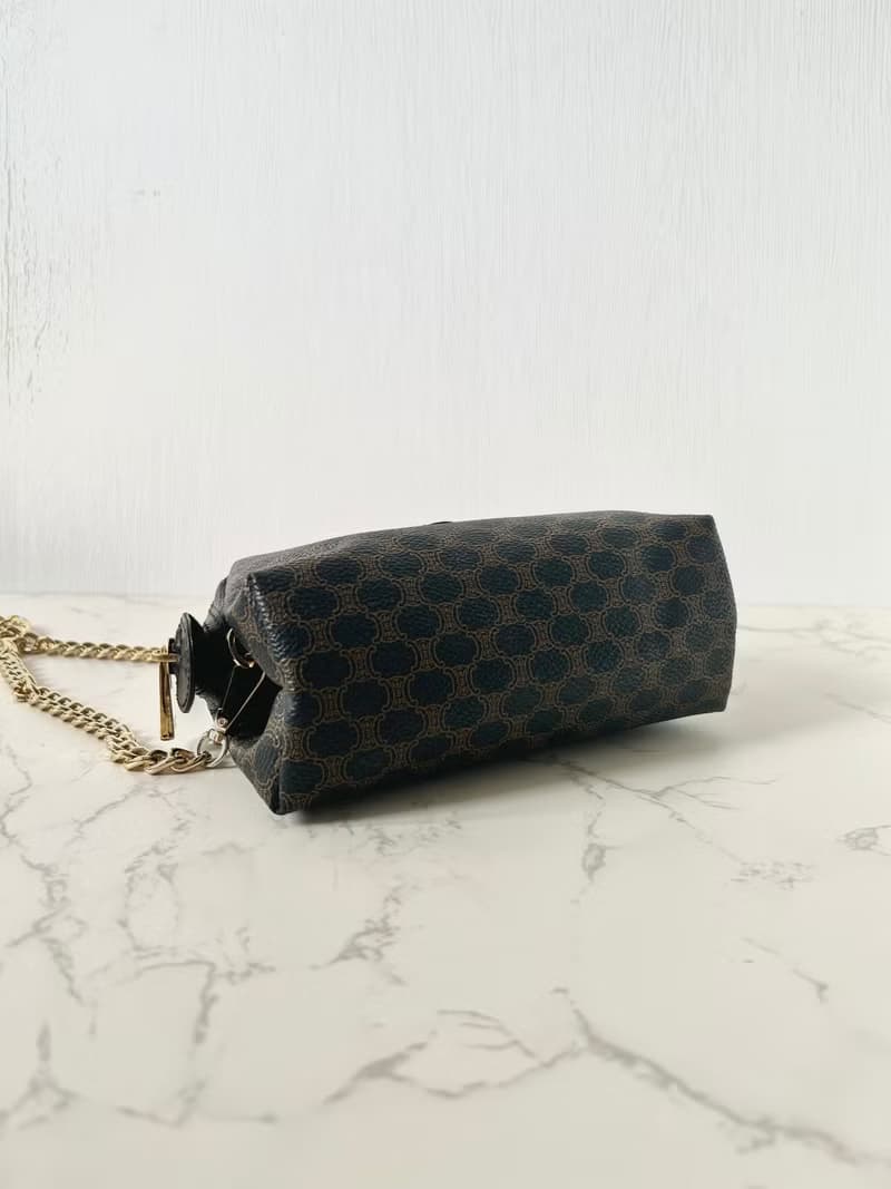 絕版稀有品中古二手Celine雲朵黑色皮革側斜背孭單肩小包手拿袋