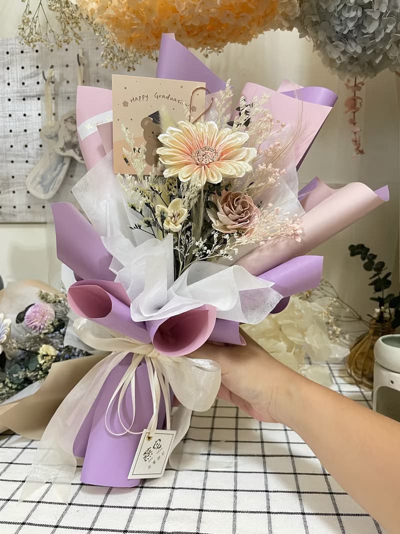 小款花束/永生花/索拉花/乾燥花/贈祝賀小卡+花禮提袋
