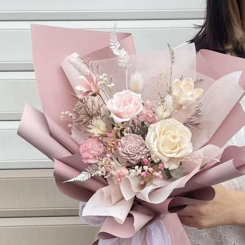 【永生花束】情人節花束 韓系花束 永生花 乾燥花 生日花禮 記念