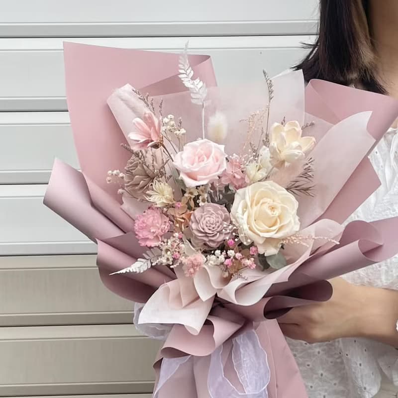 【永生花束】情人節花束 韓系花束 永生花 乾燥花 生日花禮 記念