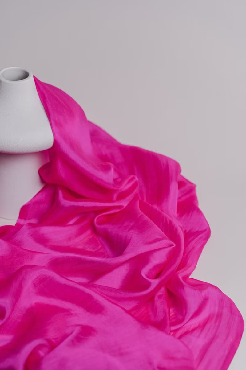 100% Mulberry Silk Scarf – Hand Dyed, Lightweight, Hot Pink