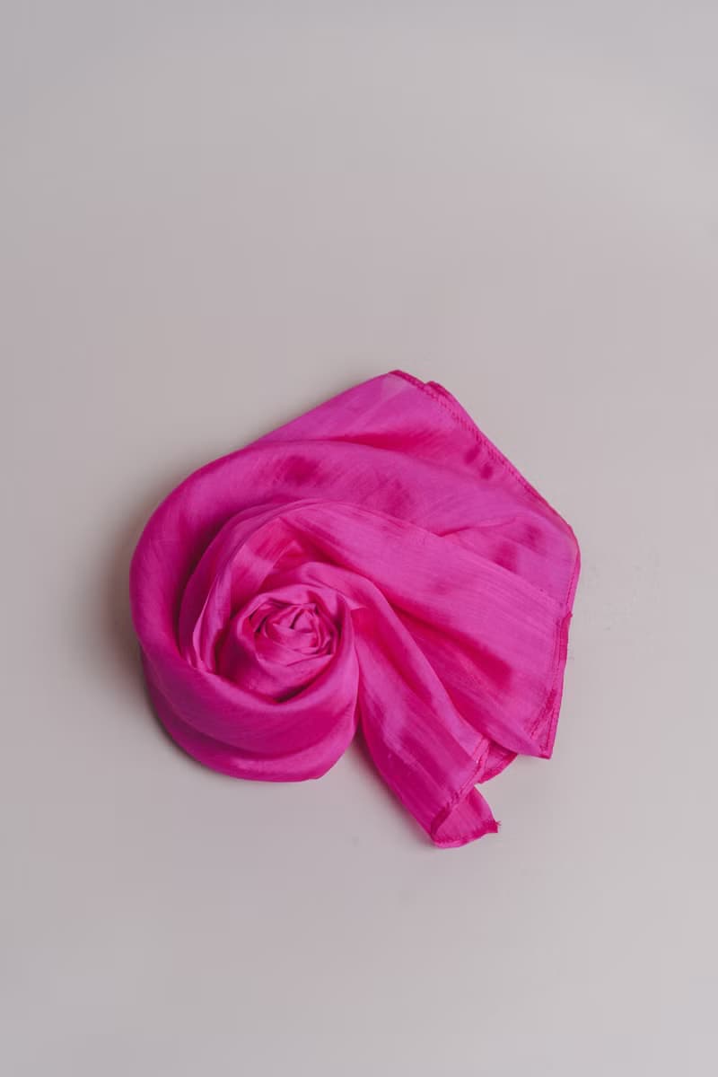 100% Mulberry Silk Scarf – Hand Dyed, Lightweight, Hot Pink