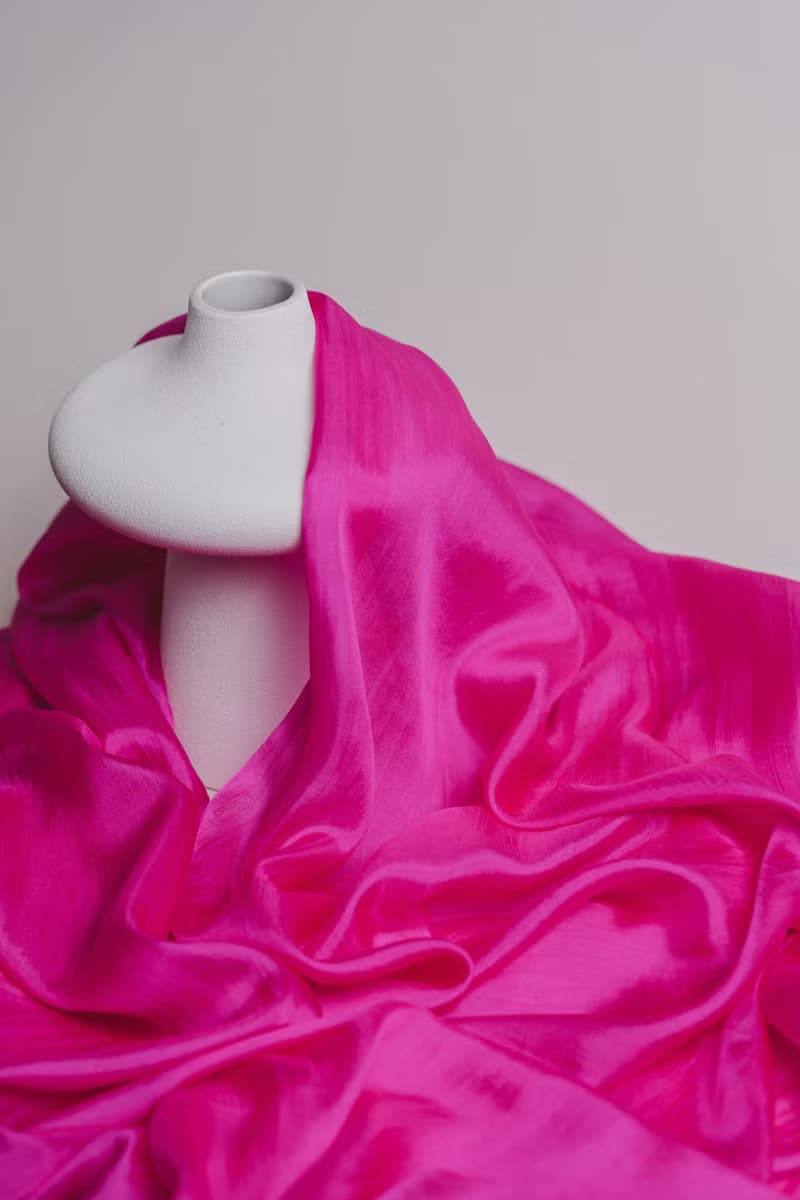 100% Mulberry Silk Scarf – Hand Dyed, Lightweight, Hot Pink