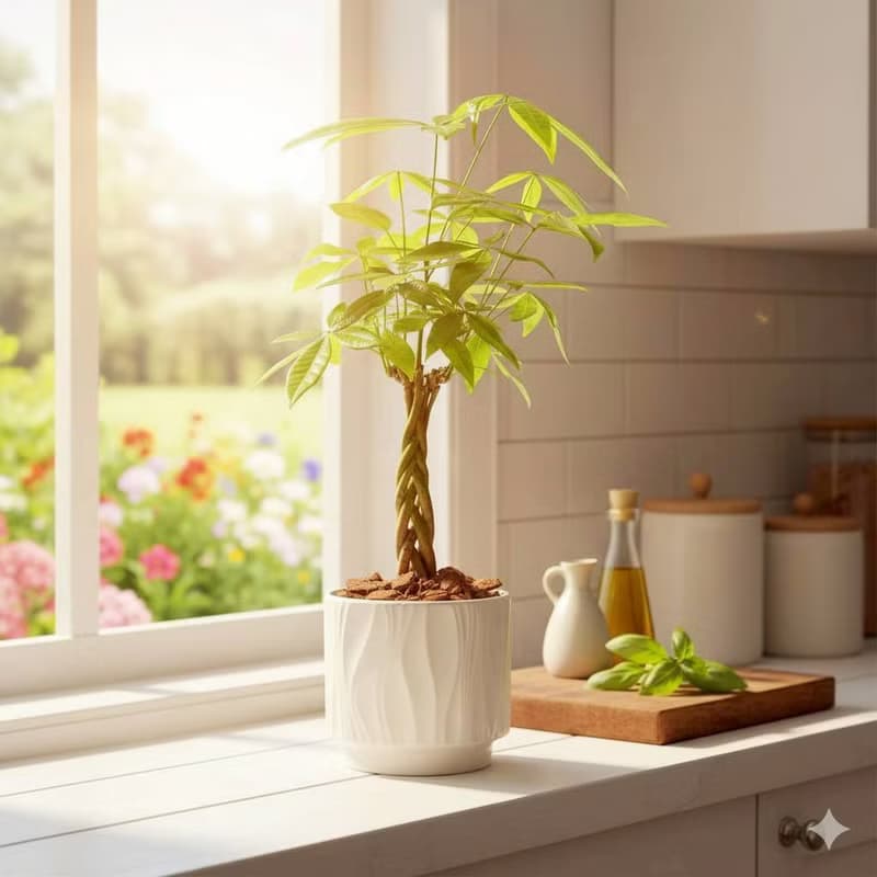 馬拉巴栗 流線白陶盆栽 開幕盆栽推薦 桌上盆栽 送禮