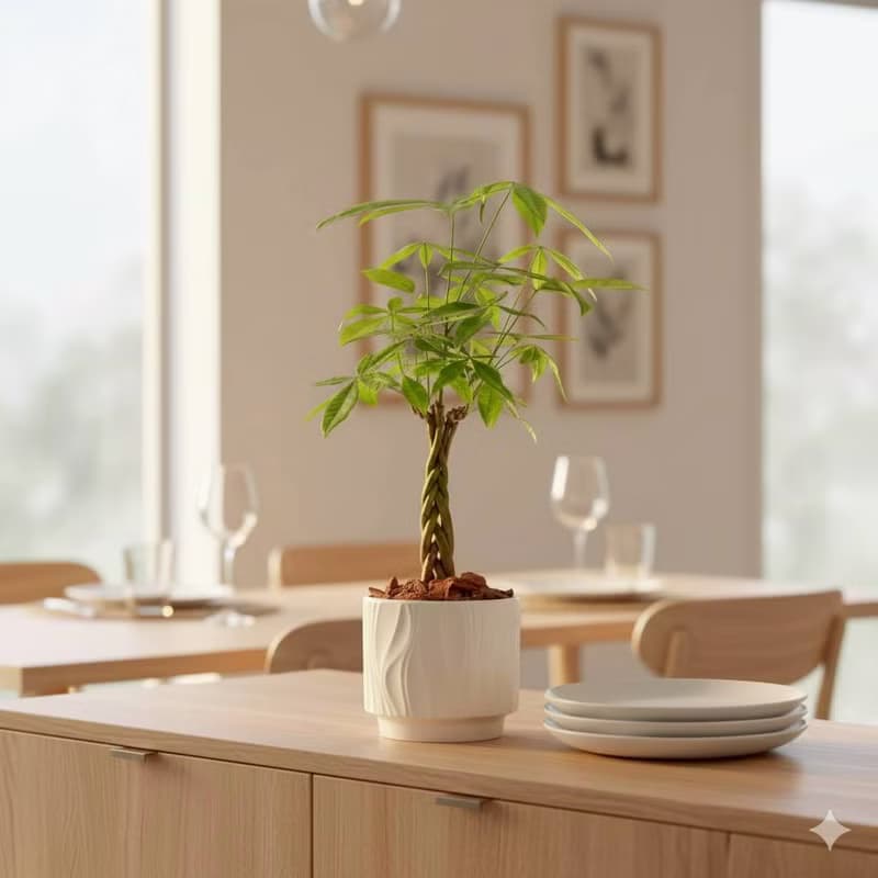 馬拉巴栗 流線白陶盆栽 開幕盆栽推薦 桌上盆栽 送禮