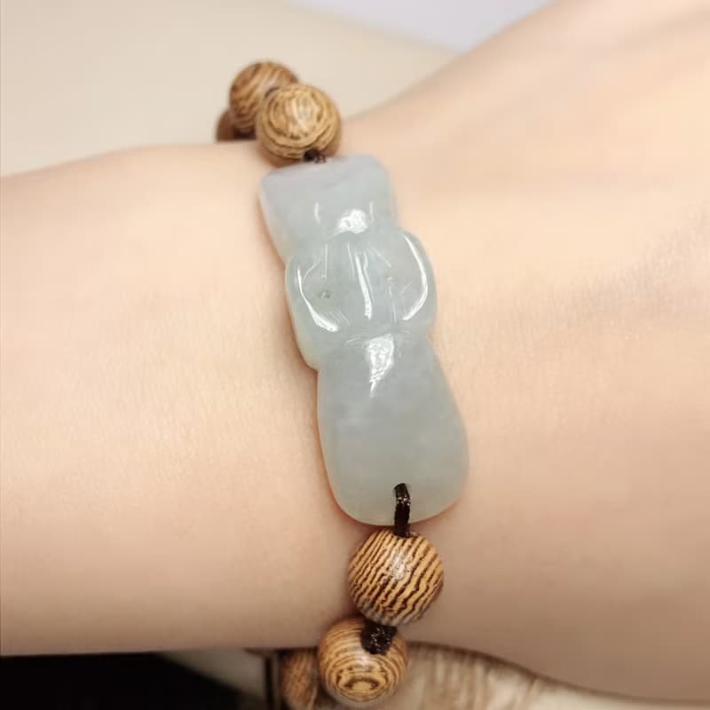 冰種翡翠蝴蝶結編織手鍊 | 天然緬甸玉A貨翡翠 | 送禮