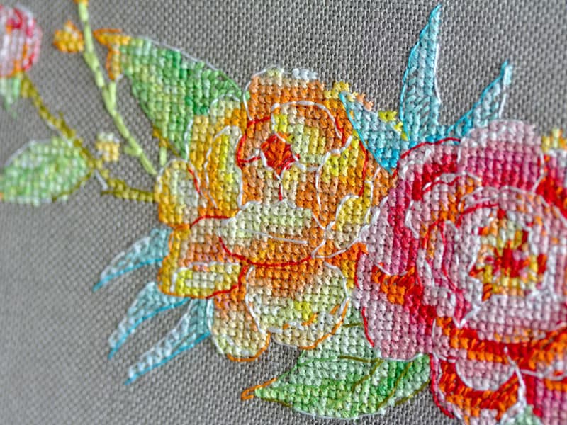 【數位】Summer Sunset Watercolor Bouquet PDF cross stitch pattern