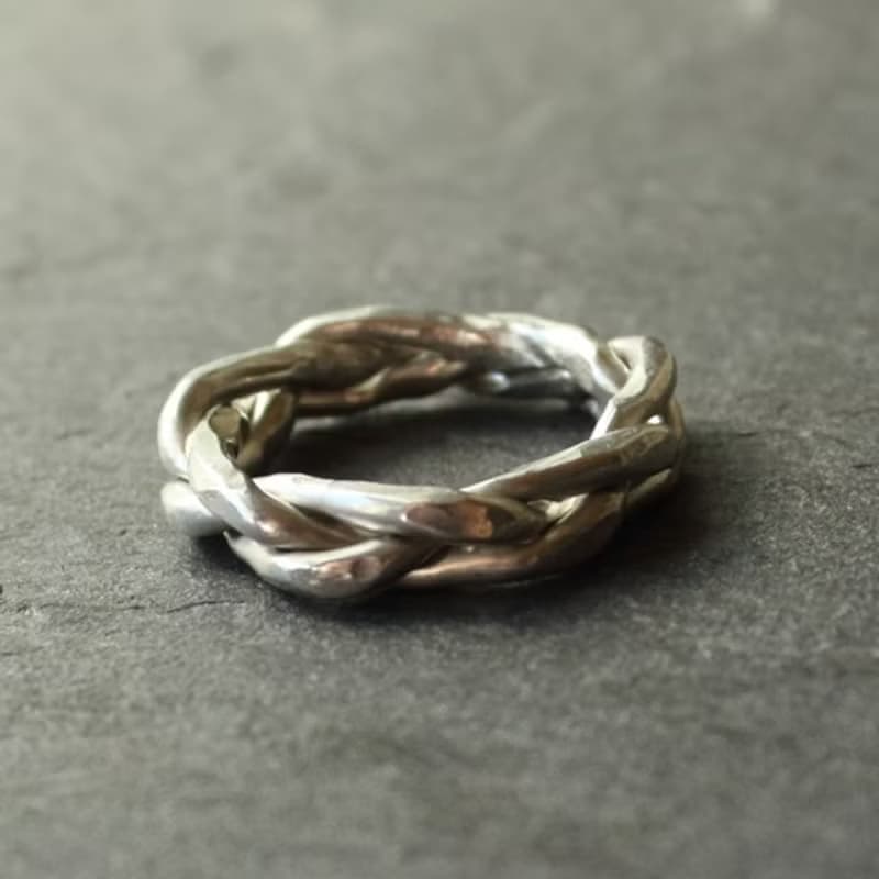 錫×銀戒指 編織錘鐵戒指