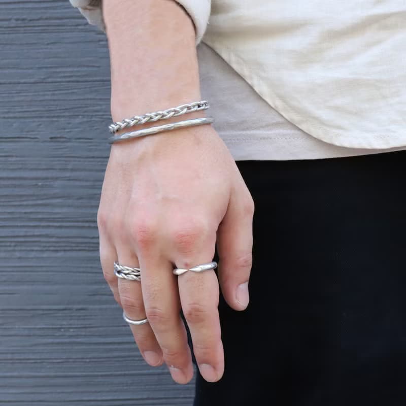 錫×銀戒指 編織錘鐵戒指