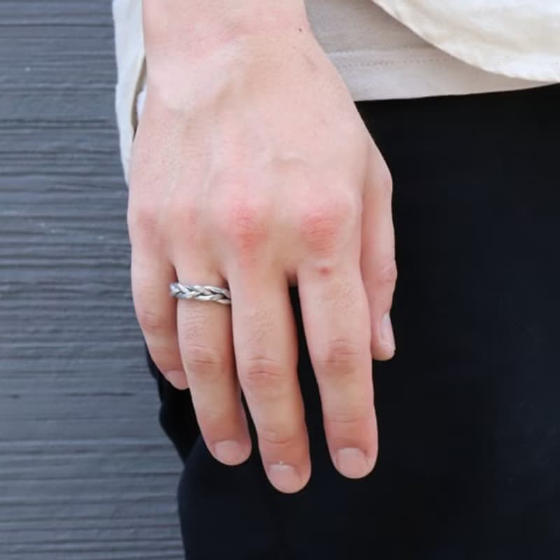 錫×銀戒指 編織錘鐵戒指