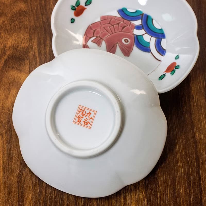 日本進口九谷燒緣起物風日式陶瓷味碟小菜盤家用蘸料碟醬油碟餐具