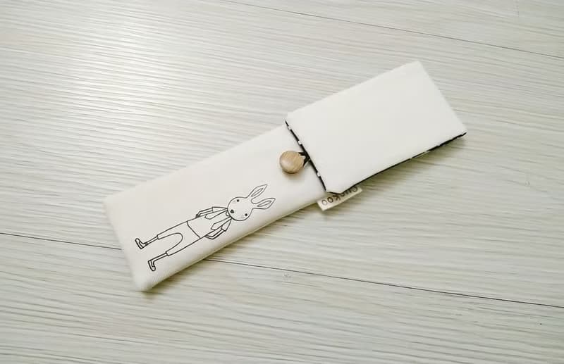 環保餐具收納袋 組合筷專用 雙層筷袋 手繪兔子款2入