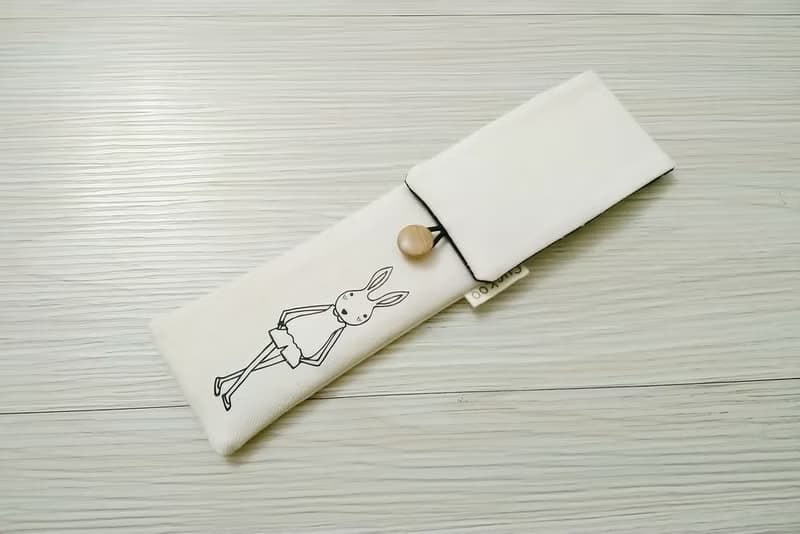 環保餐具收納袋 組合筷專用 雙層筷袋 手繪兔子款2入