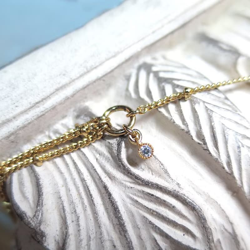 VIIART。三分之一。Vintage復古金鋯石古著黃銅手鍊