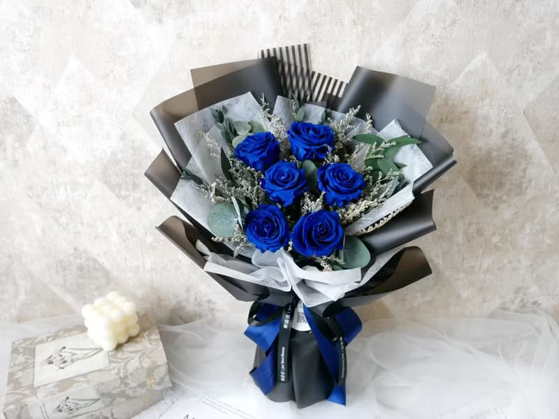 中大型永生藍玫瑰花束【經典藏藍】求婚/紀念日/520/情人節