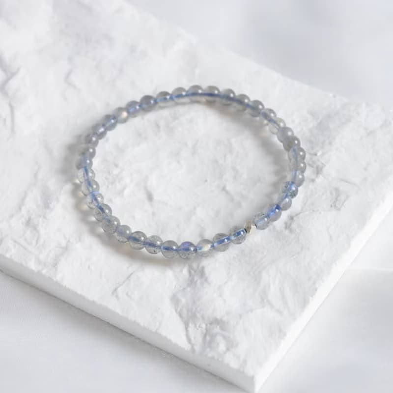 拉長石4mm純銀刻面珠水晶手鍊