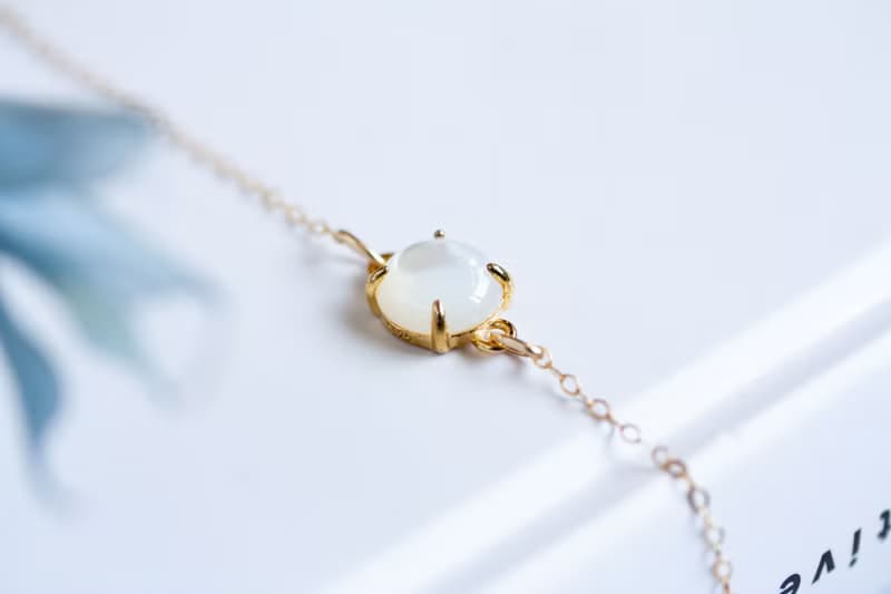 マザーオブパール(ホワイトシェル) カボションブレスレット　Silver925 × 14Kgf