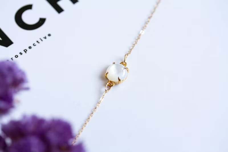 マザーオブパール(ホワイトシェル) カボションブレスレット　Silver925 × 14Kgf