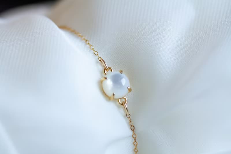 マザーオブパール(ホワイトシェル) カボションブレスレット　Silver925 × 14Kgf