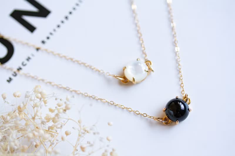 マザーオブパール(ホワイトシェル) カボションブレスレット　Silver925 × 14Kgf