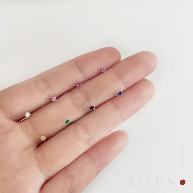 |簡約| 玫瑰嫩粉 • 鋯石 • 純銀耳針 • 耳夾 • 抗過敏 可碰水
