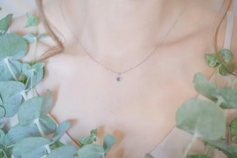 紫水晶925純銀星芒項鍊