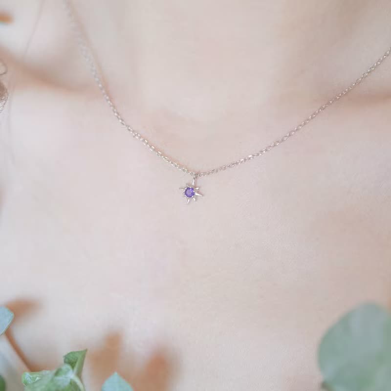 紫水晶925純銀星芒項鍊