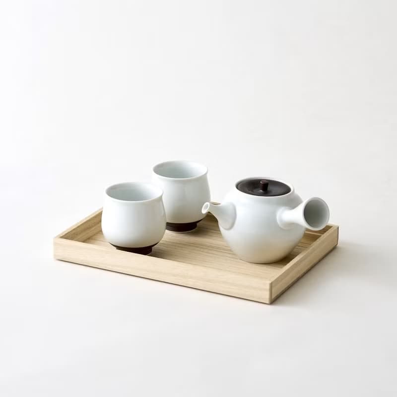 茶器　急須、湯呑2個セット 桐箱入り　錆釉