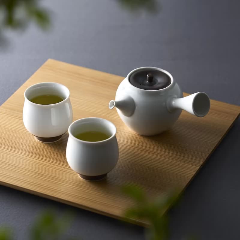 茶器　急須、湯呑2個セット 桐箱入り　錆釉