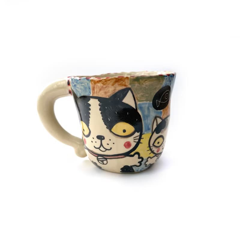 Nice Little Clay 手工大馬克杯 可愛貓 0103L-35