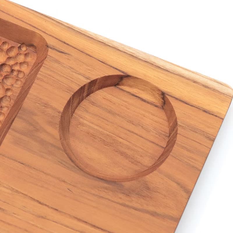 天然柚木咖啡盤-波點款 30*20cm │不上漆原木製早午餐盤露營野餐