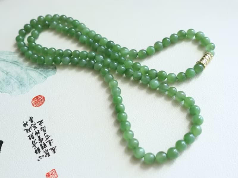天然和田玉碧玉項鏈毛衣鏈 陽綠色水頭足脂份厚 媽媽鏈生日禮物