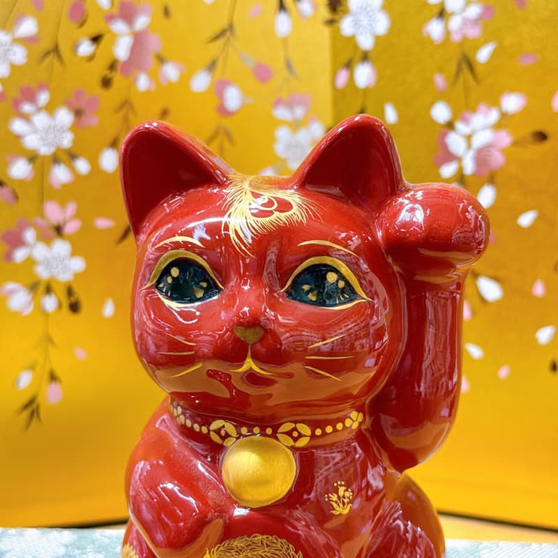 【赤耀龍鳳】日本清水燒招財貓 | 赤地 龍鳳 左