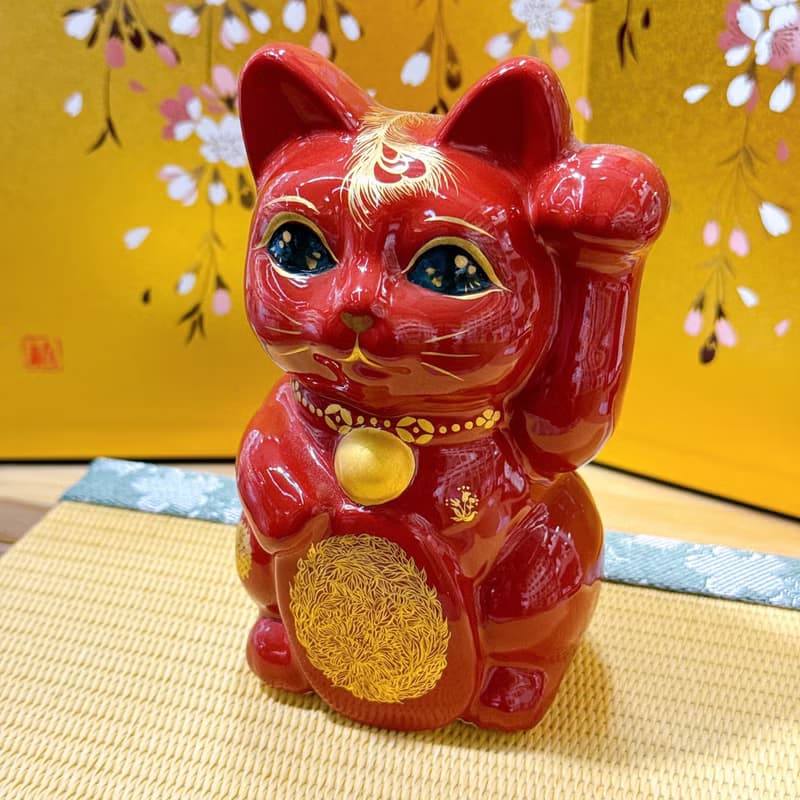 【赤耀龍鳳】日本清水燒招財貓 | 赤地 龍鳳 左