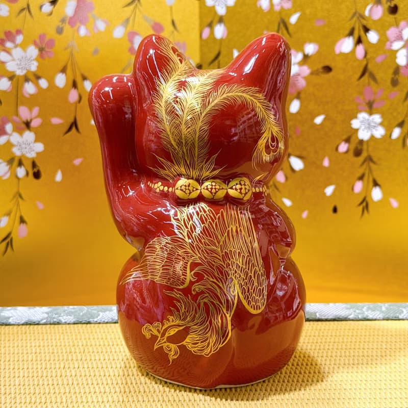 【赤耀龍鳳】日本清水燒招財貓 | 赤地 龍鳳 左