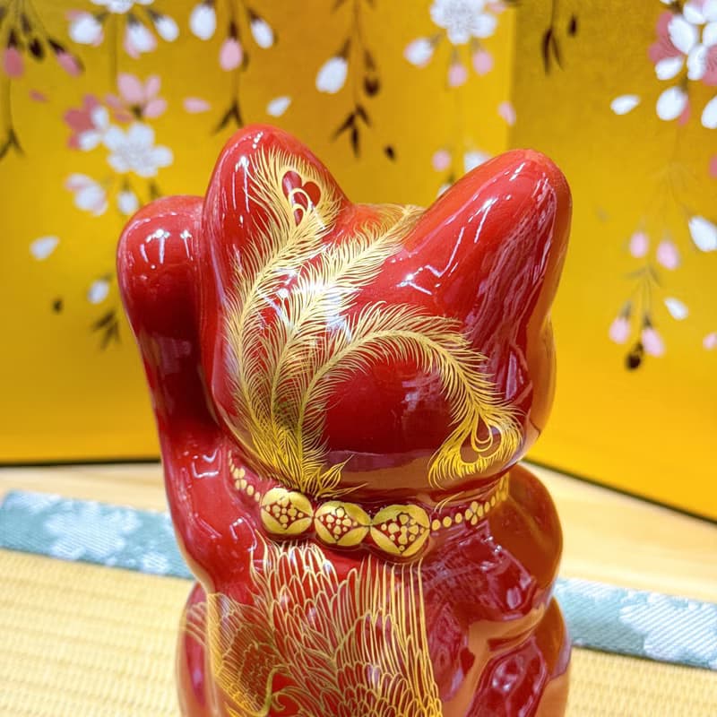 【赤耀龍鳳】日本清水燒招財貓 | 赤地 龍鳳 左