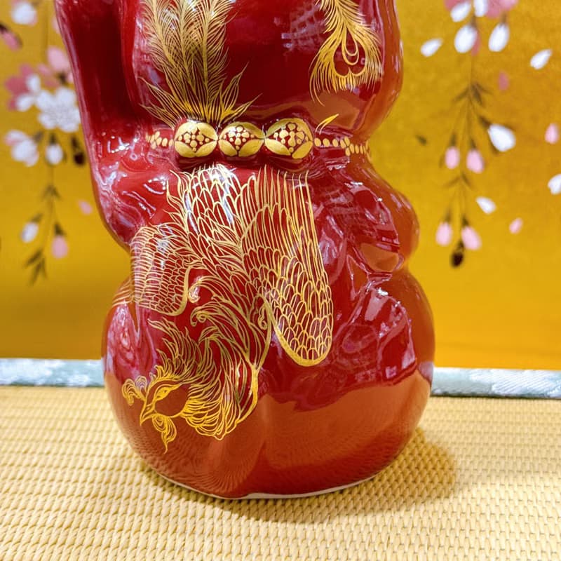 【赤耀龍鳳】日本清水燒招財貓 | 赤地 龍鳳 左
