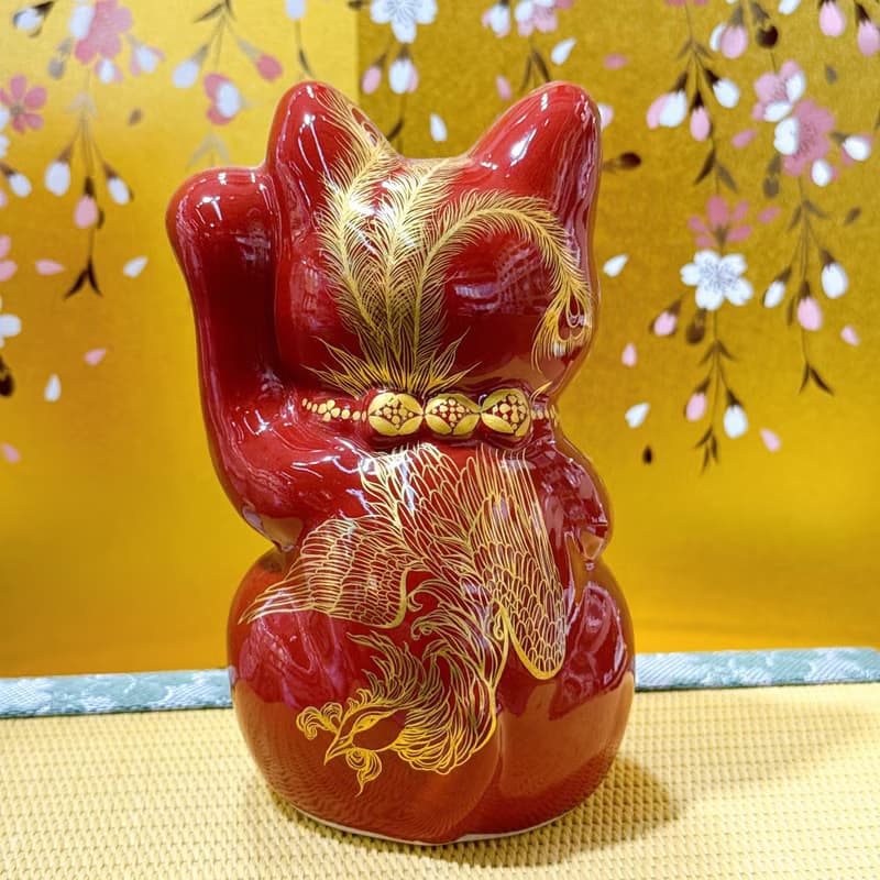 【赤耀龍鳳】日本清水燒招財貓 | 赤地 龍鳳 左