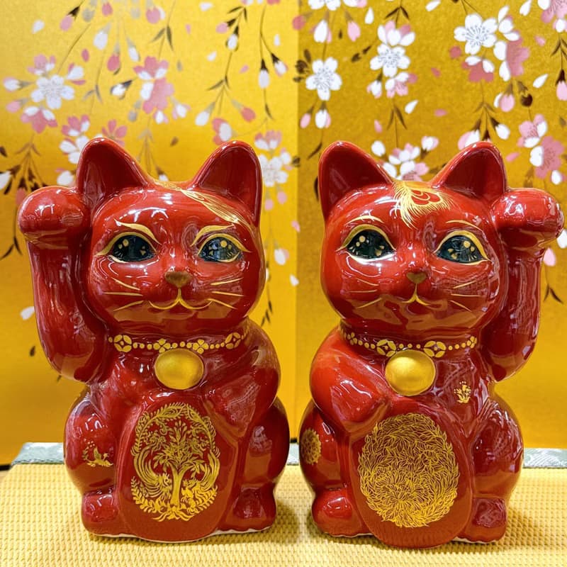 【赤耀龍鳳】日本清水燒招財貓 | 赤地 龍鳳 左