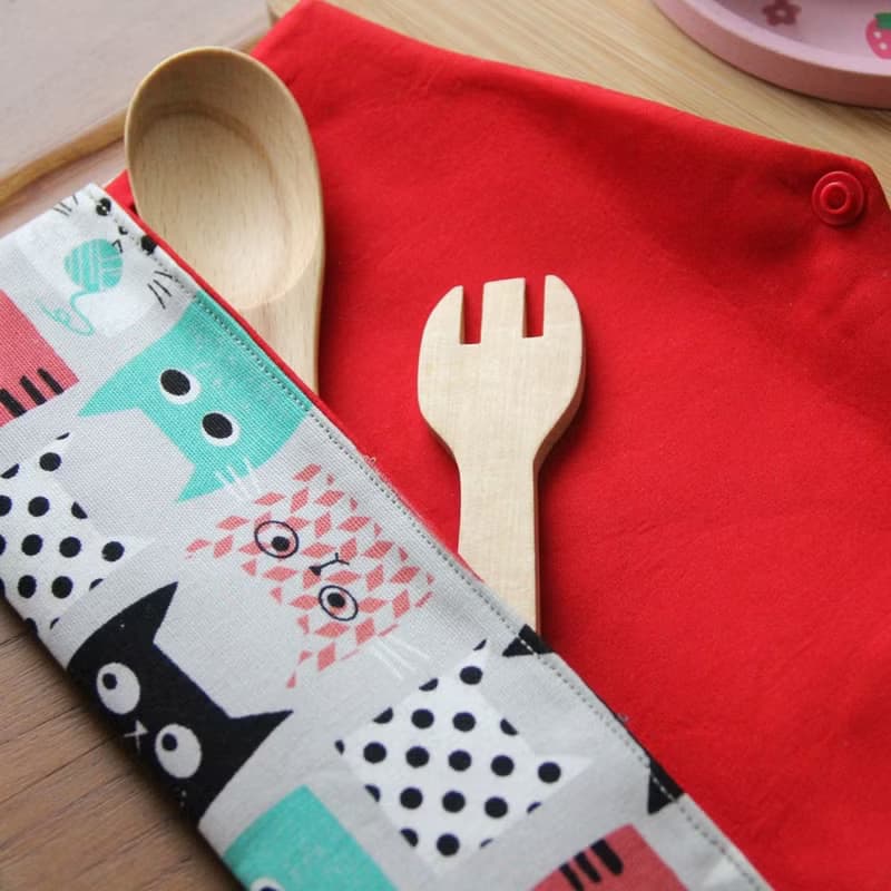 文青風環保筷袋~貓多情 手工雙面 環保 吸水 手交換禮物