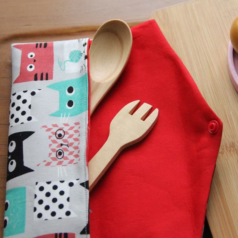 文青風環保筷袋~貓多情 手工雙面 環保 吸水 手交換禮物