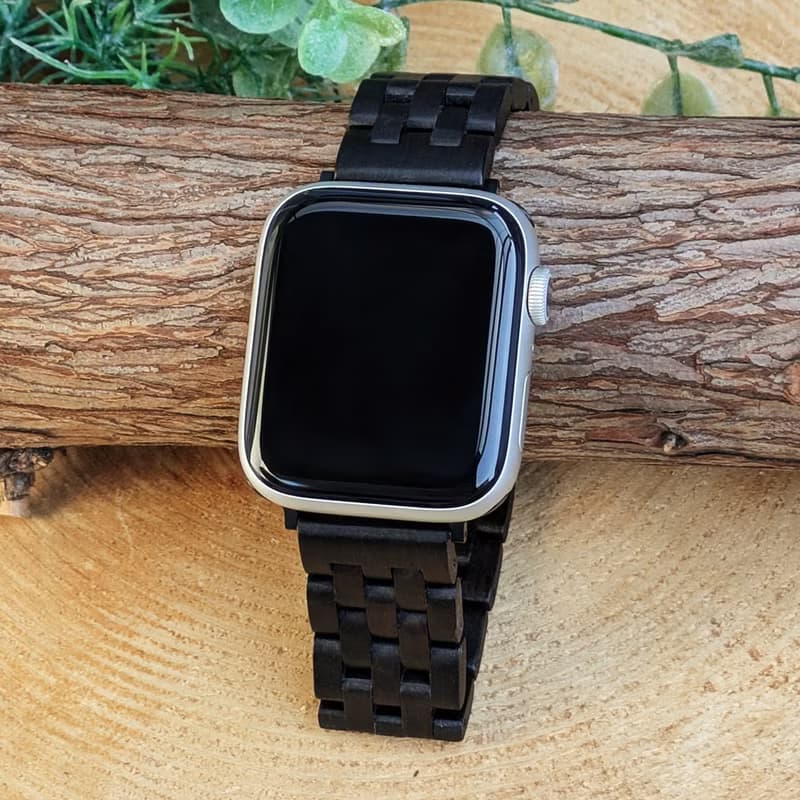 【木製バンド】EINBAND AppleWatch アップルウォッチ 天然木バンド 木のベルト 20mm エボニーウッド