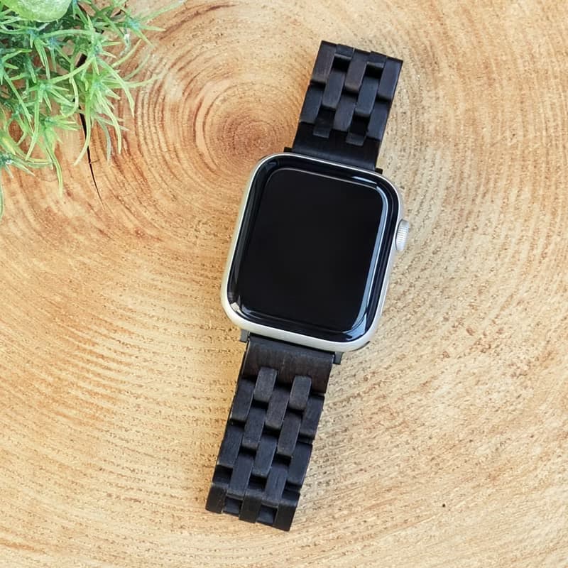 【木製バンド】EINBAND AppleWatch アップルウォッチ 天然木バンド 木のベルト 20mm エボニーウッド